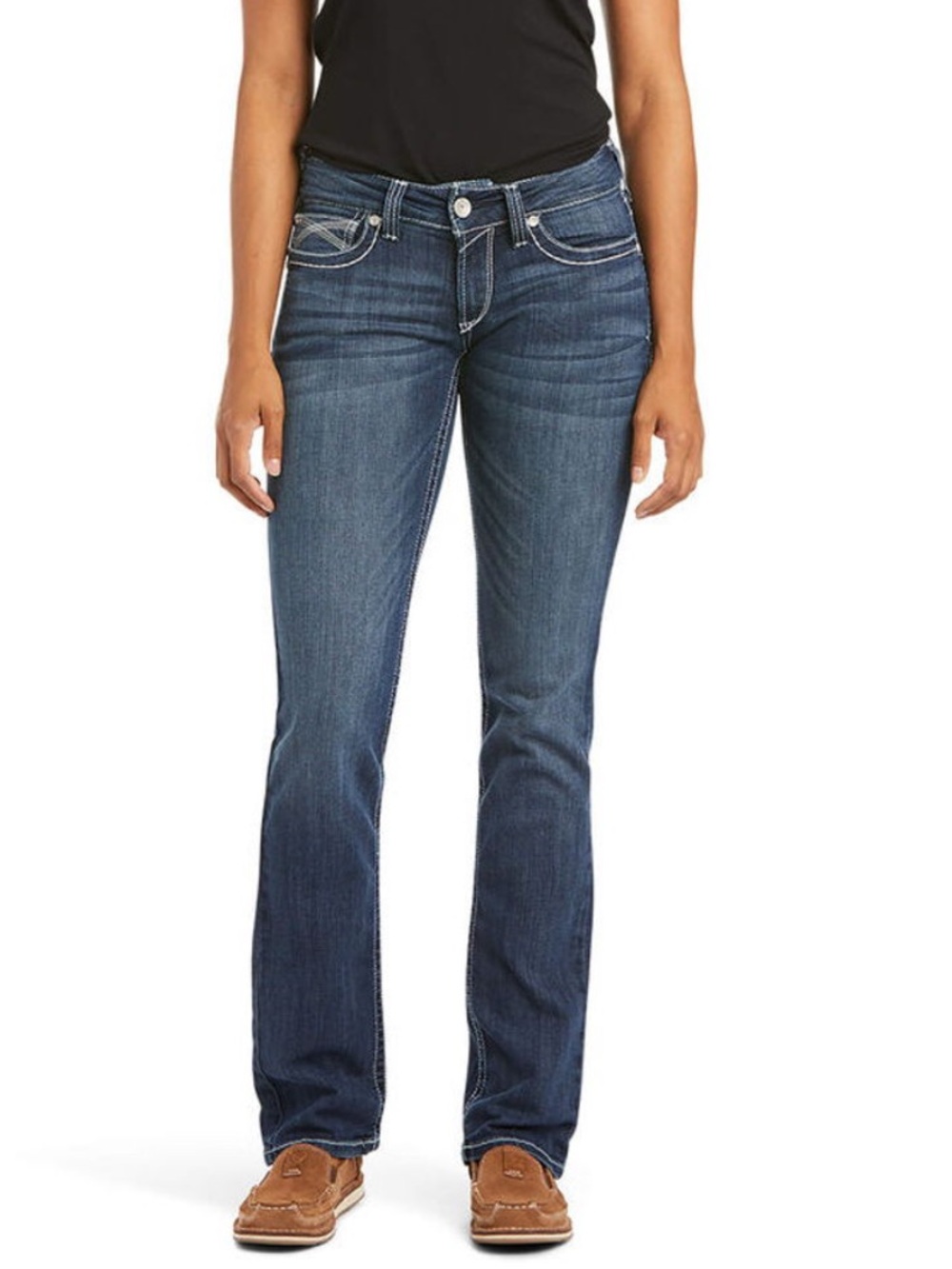 Ariat Real Women's Mid Rise Stretch Ivy Stackable Straight Leg Jeans - Dresden - Picture 2 of 16